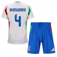 Taliansko Alessandro Buongiorno #4 Vonkajší Detský futbalový dres ME 2024 Krátky Rukáv (+ trenírky)